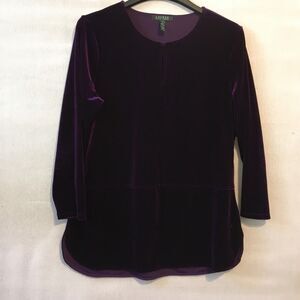 lauren ralph lauren purple top women large velvety feel